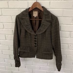 Nanette Lepore Brown Plaid Blazer